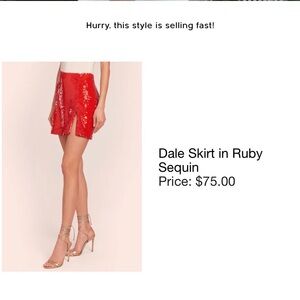 Amanda Uprichard Red Sequin Mini Skirt